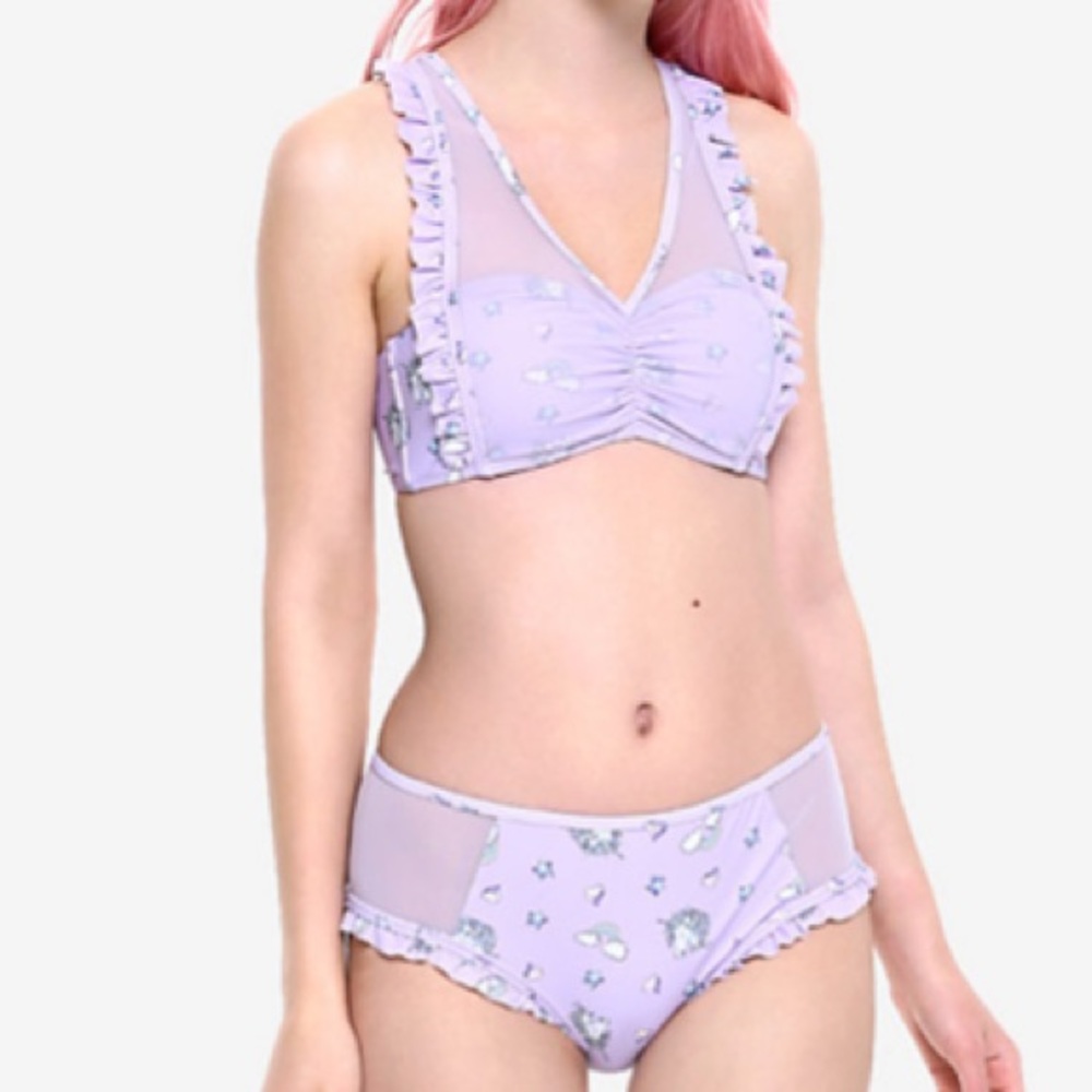 Lavender Unicorn Ruffle Swim Top Hot Topic‎